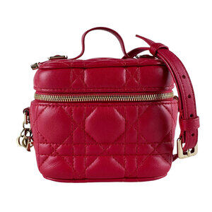 CHRISTIAN DIOR Red Lambskin Leather Shoulder Bag